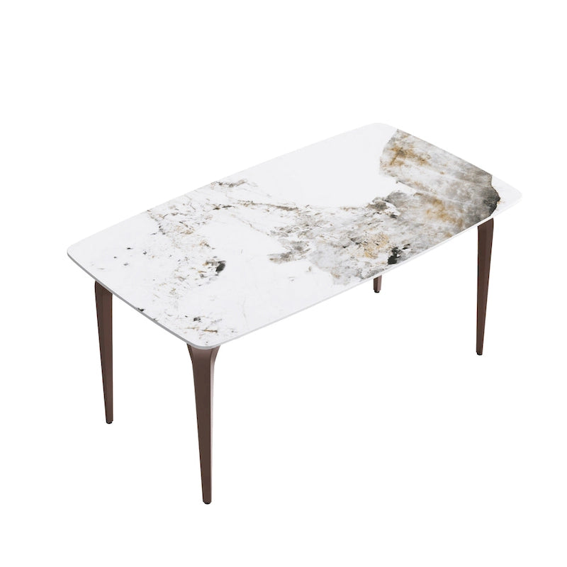 White & Black / Purple / Gold Sintered Stone Top Dining Table with Metal Legs for 4–6 Person
