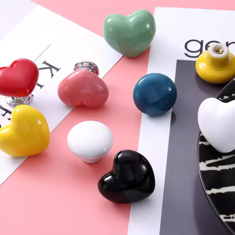 Unique Bargains Round Ceramic Drawer Knobs with Screw for Cupboard Wardrobe 4 Pcs