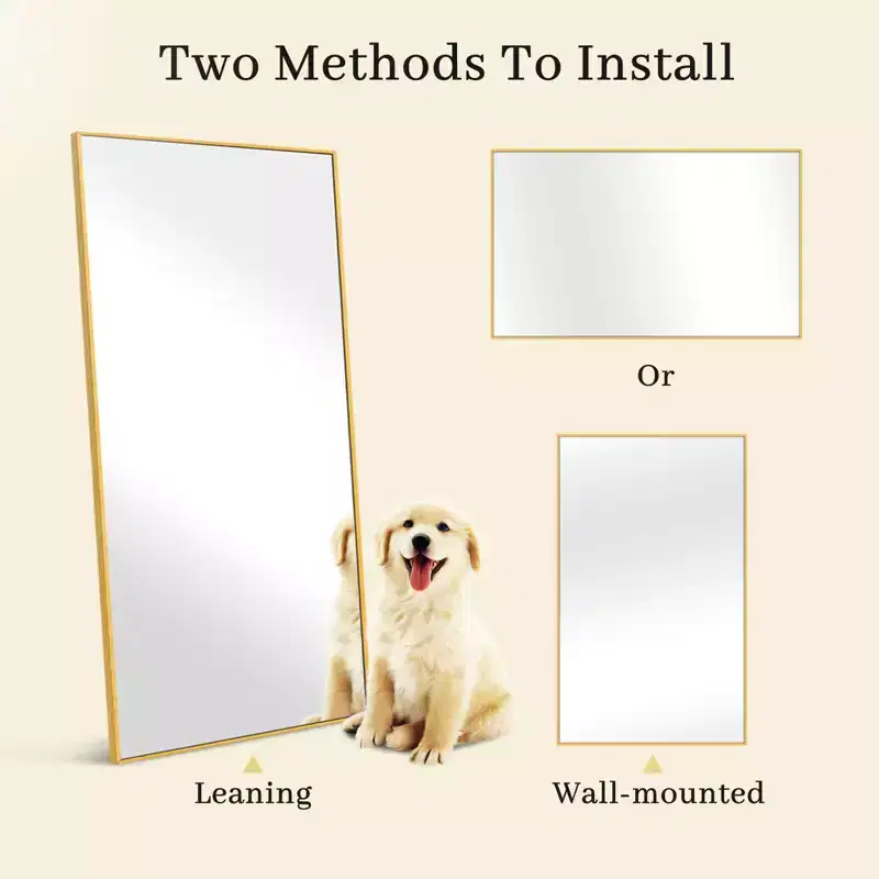 51x31 Inch Aluminum Frame Rectangle Full Length Mirror Without Stand