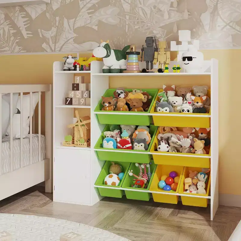 Kids Toy Storage Organizer with 8 Removable Bins & 3 Open Shelves