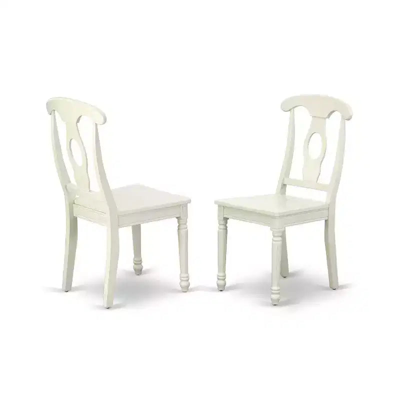 HomeStock 3-Pc Linen White Finish Solid Wood Top with Dropleaf Dining Table Set