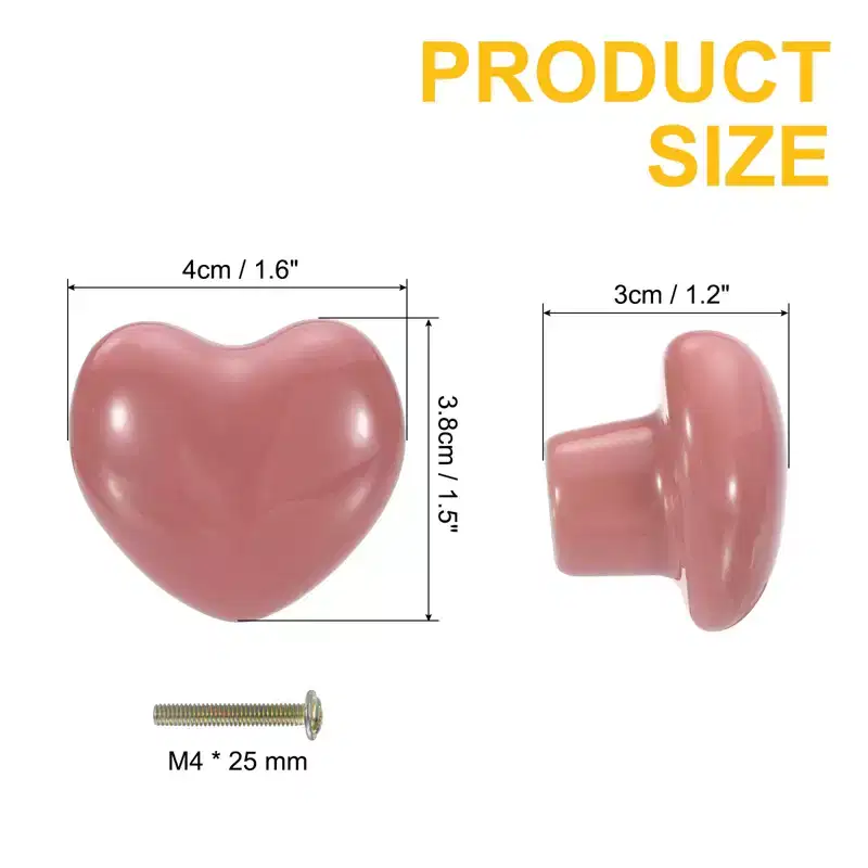 Unique Bargains Heart-Shaped Ceramic Drawer Knobs with Screw for Cupboard Wardrobe 2 Pcs