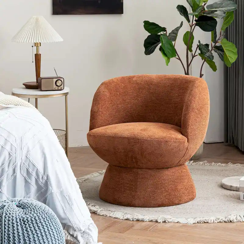 Set of1 Boucle Upholstered Modern Style Swivel Accent Chair