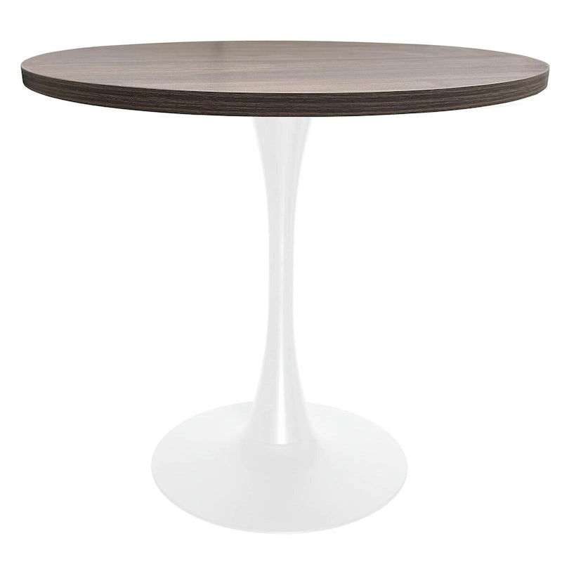 36 in. Round Dining Table for 4 with MDF Top and White Iron Base
