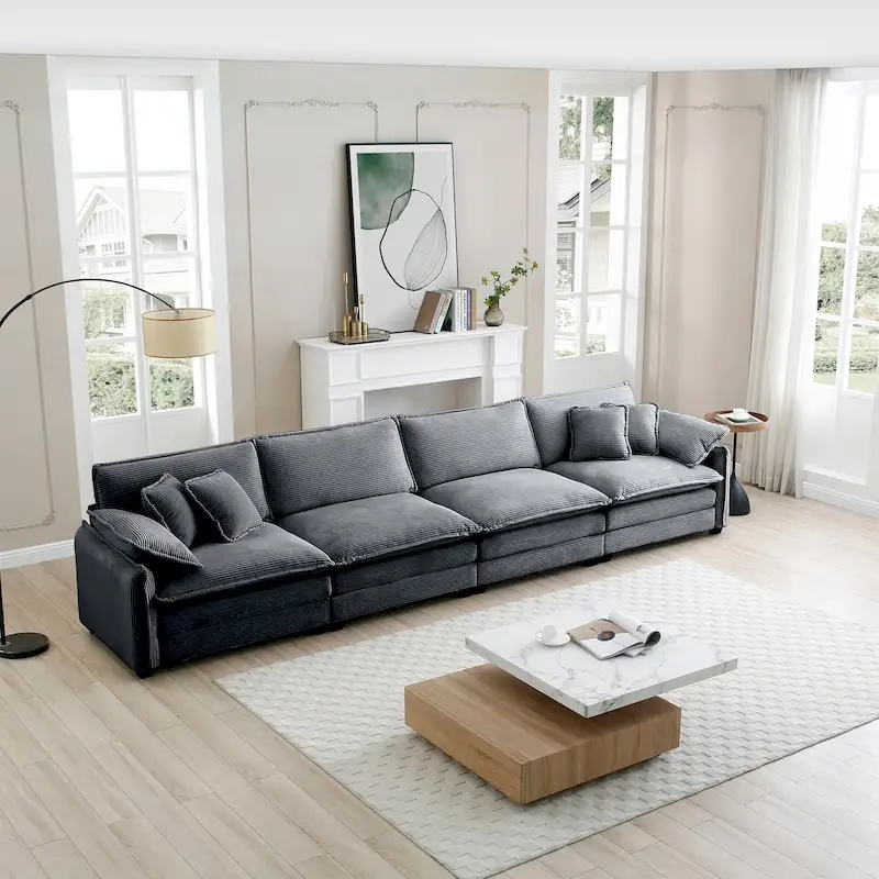 DIY Customization Corduroy Upholstered Armless Modular Sectional Sofa
