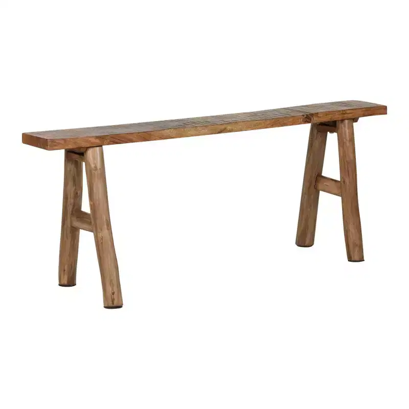 East at Main Acacia Skinny Bench Brown: Solid Wood, Rectangular, Unupholstered, Entryway Seating