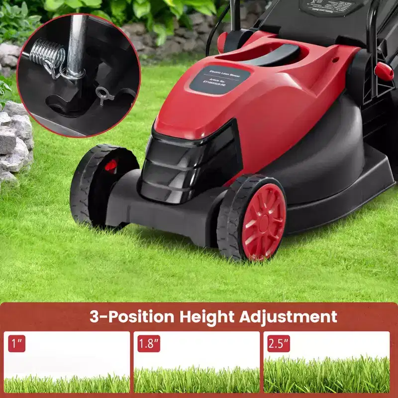 Costway Electric Corded Lawn Mower 10/12-AMP 13/14-Inch Walk-Behind Lawnmower with Collection Box