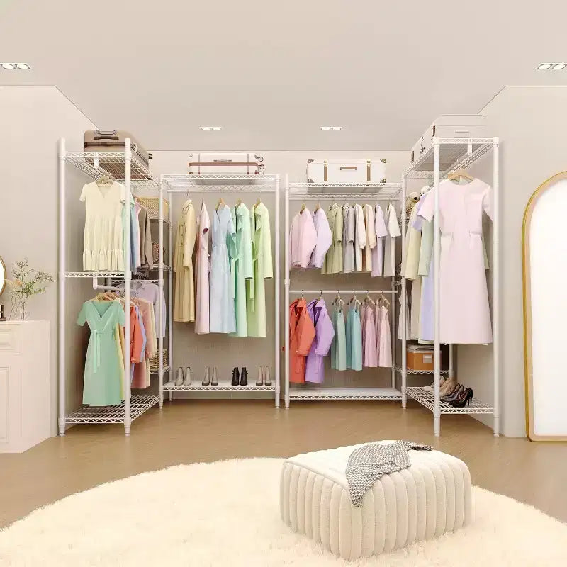 Freestanding Clothing Rack, 70.5 H Garment Rack Combo with Adjustable Shelves Storage for Bedroom Laundry Room Closet