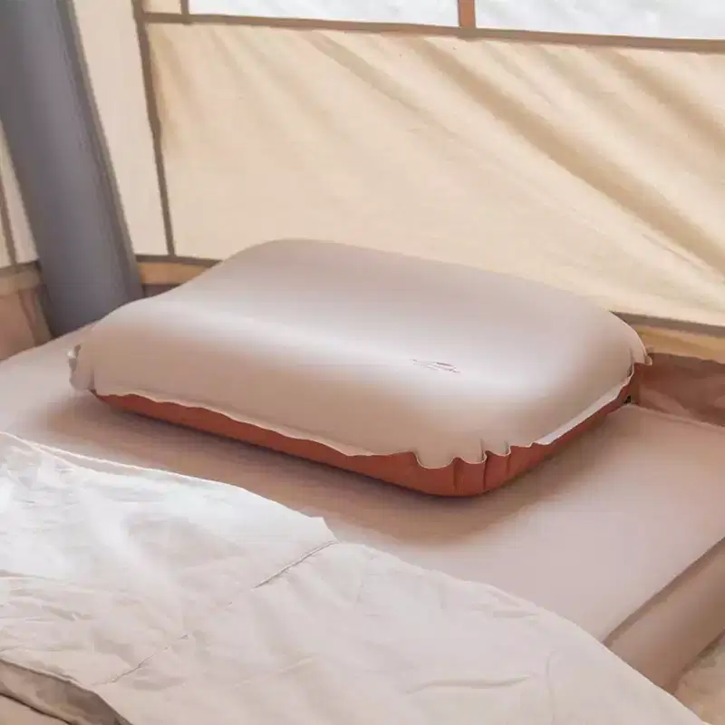 Naturehike Inflatable Camping Pillow - Portable 3D Comfortable Silent Sponge Pillow - Perfect for Camping and Travel (Khaki)