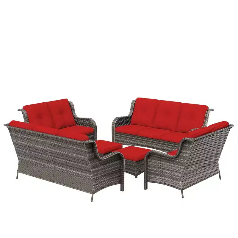 UPTIOT 6 Pieces Outdoor Wicker Sectional Sofa