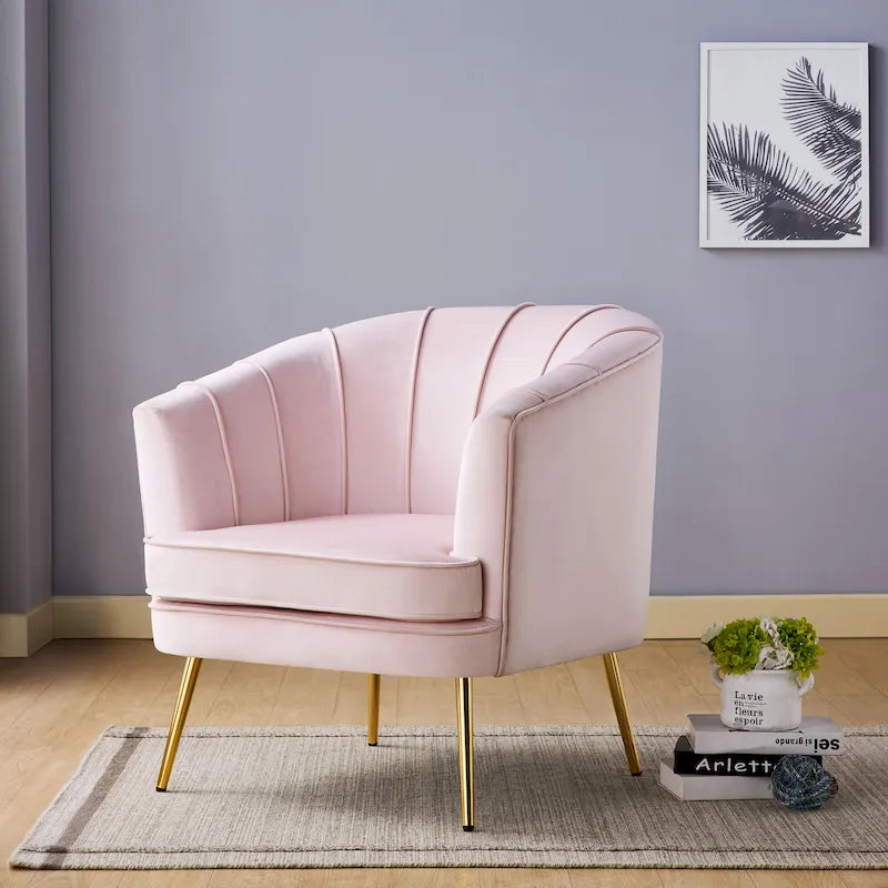 Contemporary Upholstered Accent Chair – Blue / Pink / Orange / Lilac / Green / Purple, Mid-Century Style, Seats 1