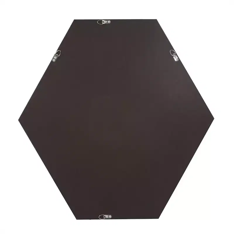 Howard Elliott Graphite Foil Framed Hexagonal Wall Mirror: Modern Decor, Polystyrene Frame, 30x27.5"