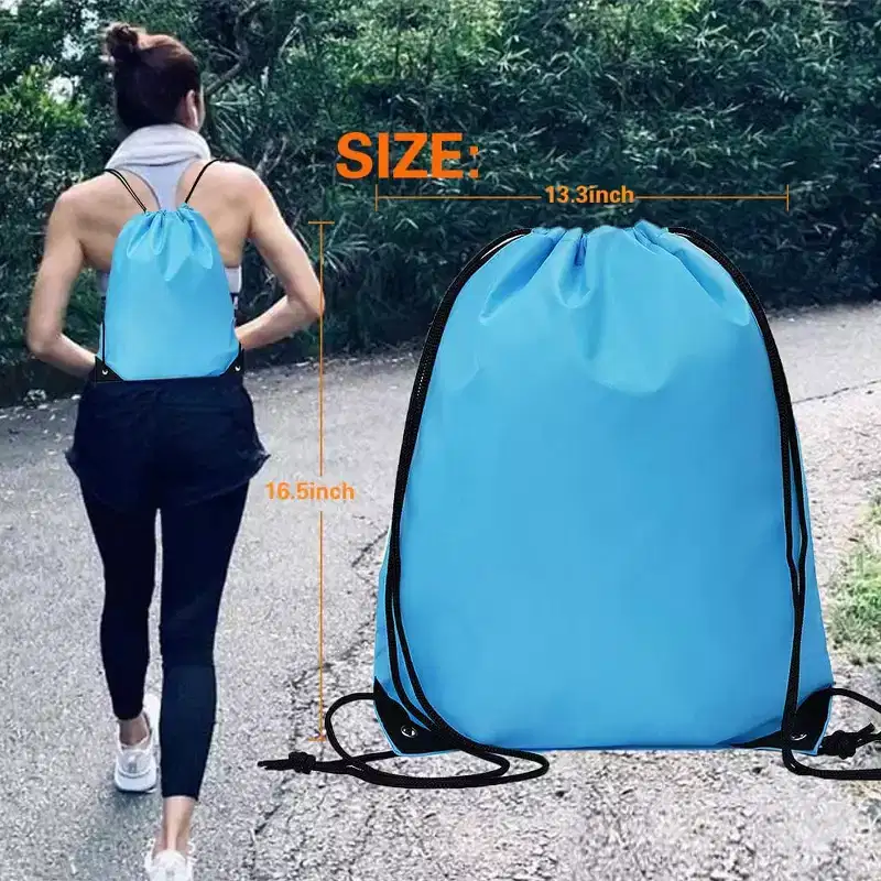 Narwey 20 Pcs Drawstring Backpack Bulk Draw String Bags Cinch Polyester Bag, Sky Blue