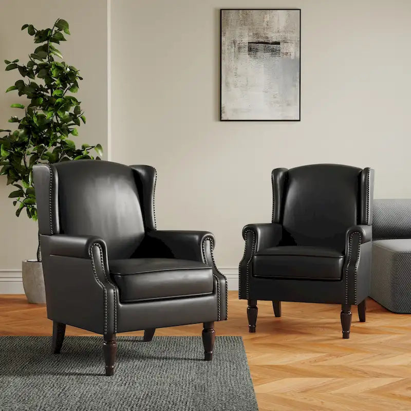 Set of 2 Patterned Upholstered Accent Chair for Living Room