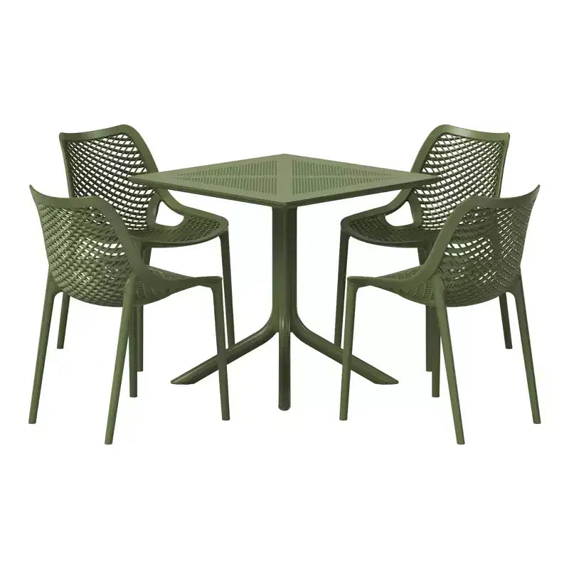 WestinTrends Playa 5-Piece Modern Square Patio Dining Table Set with Stackable Patio Dining Chairs
