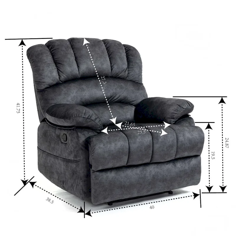 Extra-Large Manual Recliner Chair with Fabric Upholstery