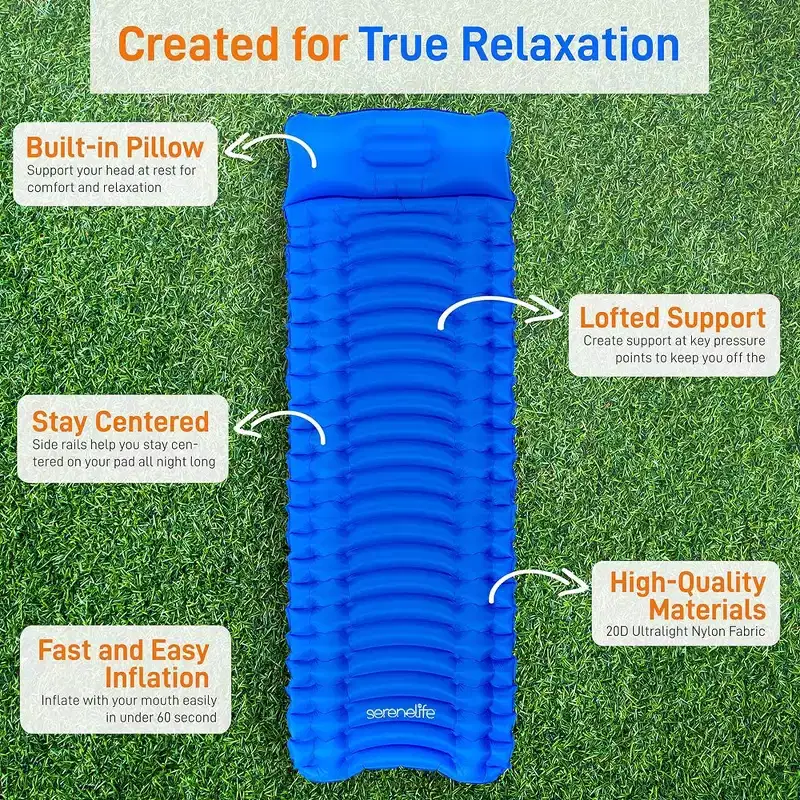 SereneLife Ultralight Sleeping Pad - Portable, Comfortable, and Tear-Resistant