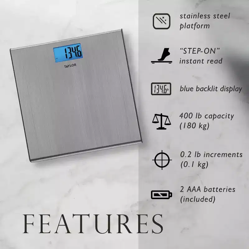 Digital Thin Stainless Steel Bathroom Scale - Taylor