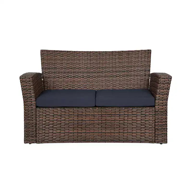 WestinTrends 4 Piece Outdoor Wicker Rattan Conversation Sofa set with Coffee table