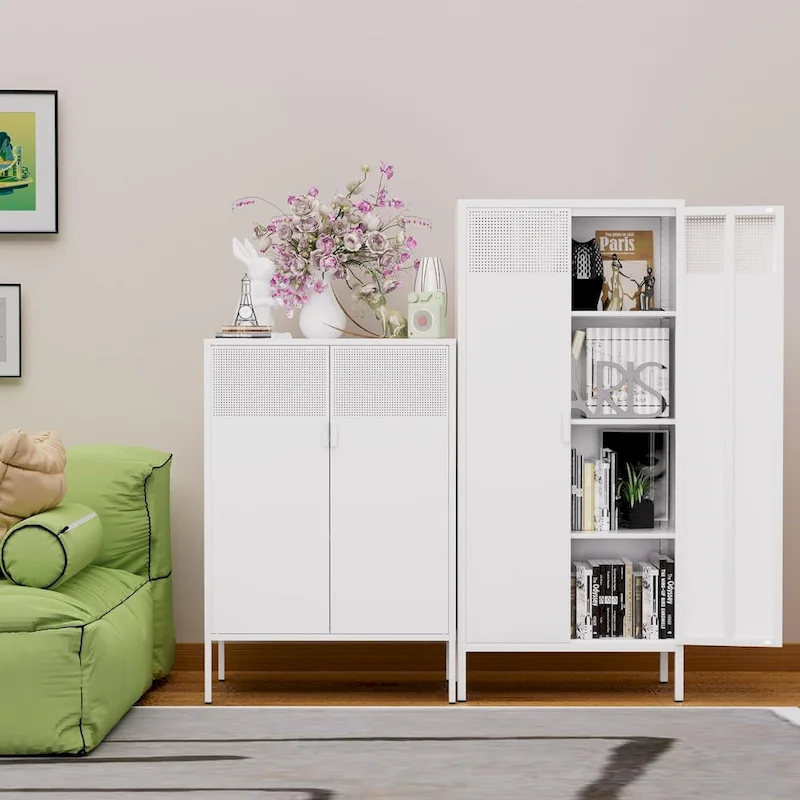 61 Inches High Metal Food Storage Cabinet, Equipped With Adjustable Shelves And Suitable For Homes And Kitchens