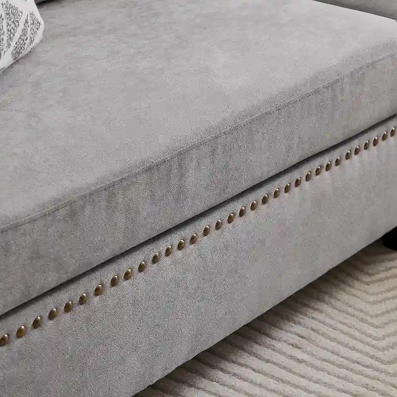 106.69 4 Seater L Shaped Reversible Sectional Sofa with Side Storage Bags