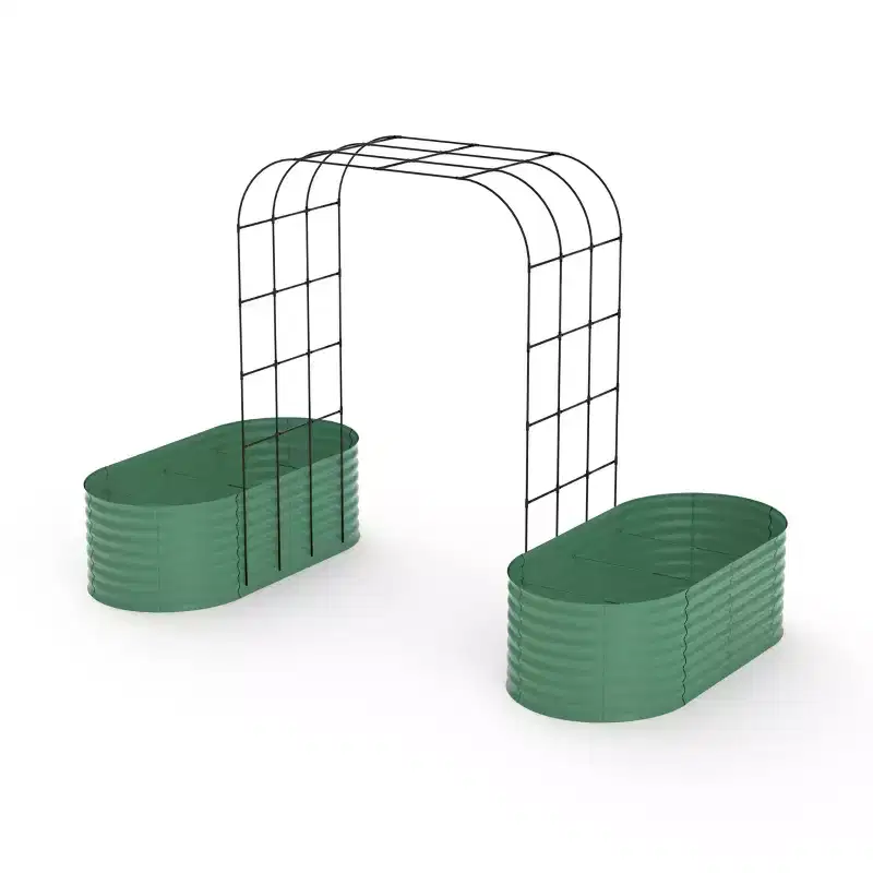 COZONY 96 Trellis Galvanized Raised Garden Bed, Vertical Planter Box, with Expandable Arch & Accessories