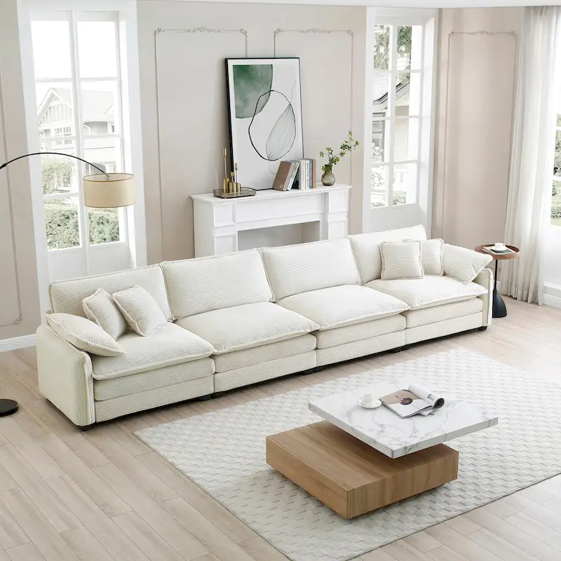 DIY Customization Corduroy Upholstered Armless Modular Sectional Sofa