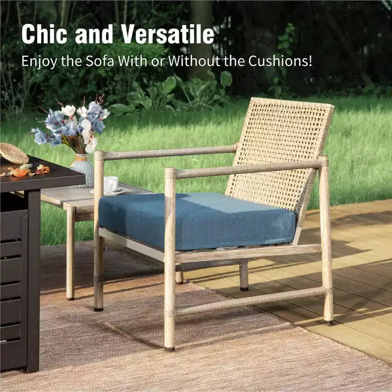 Captiva Designs 6pc Outdoor Wicker Patio Conversation Set with Coffee Table for Poolside, Backyard