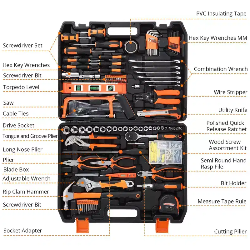 236 Piece Tool Set, Auto Repair Tool Combination Package, Socket Wrench Mixed Tool Set Hand Tool Kit with Plastic Toolbox Storage Case
