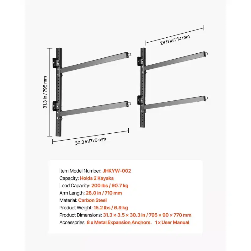 Freestanding Kayak Storage Rack for 2 Kayaks