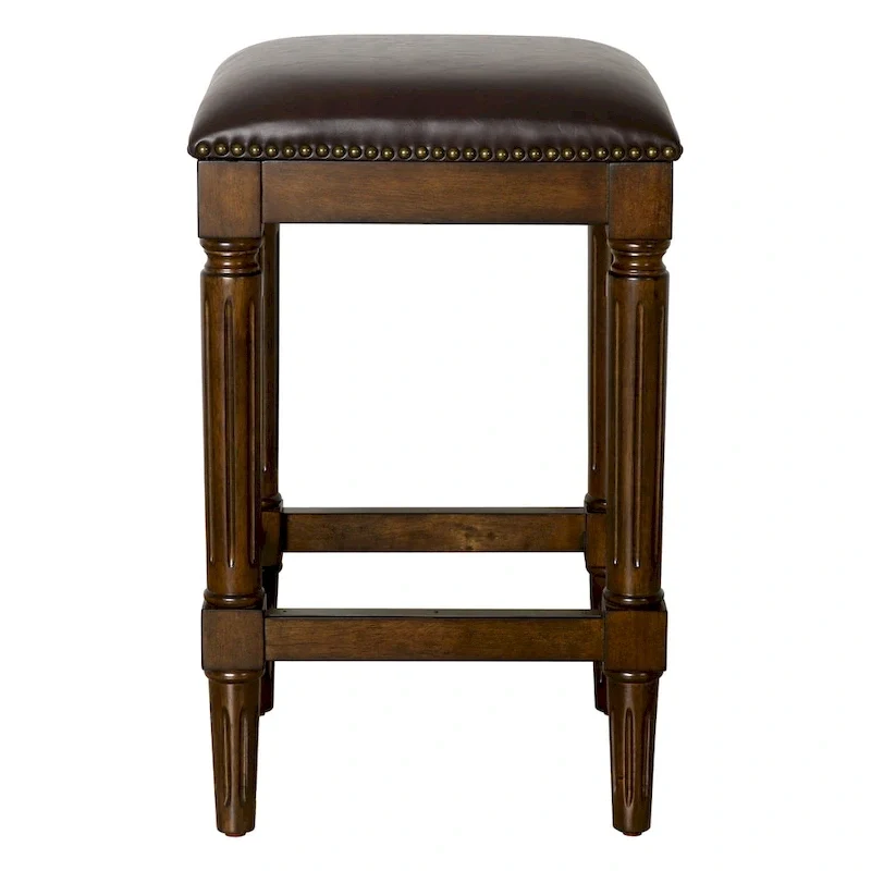 Solid Wood Square Upholstered Seat Bar Stool