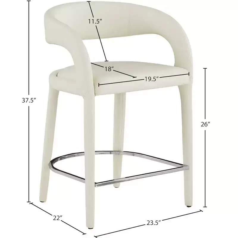 Cream Faux Leather Counter Height Bar Stool