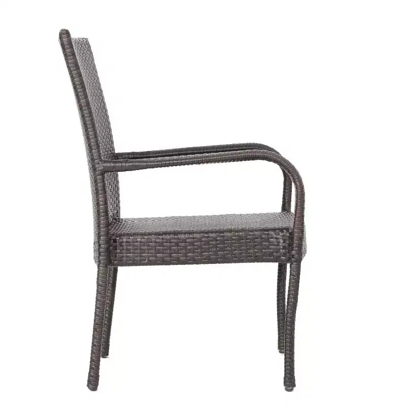 GDFStudio Slate 7 Piece Outdoor Wicker Dining Set with Stacking Chairs