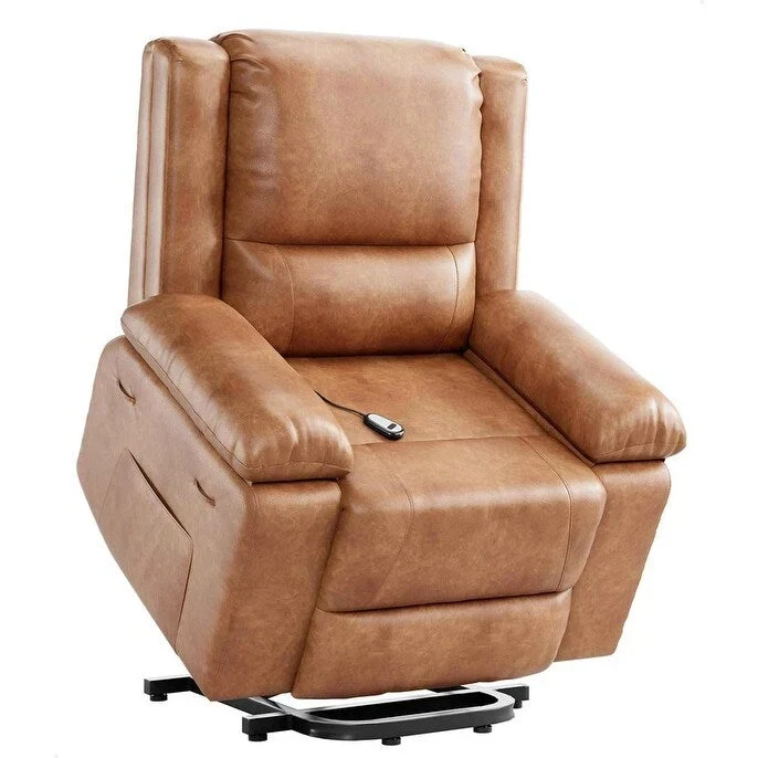 Faux Leather Power Lift Recliner, Heat & Massage, 1-Person �� Cognac / Coffee / Tan / Grey / Beige