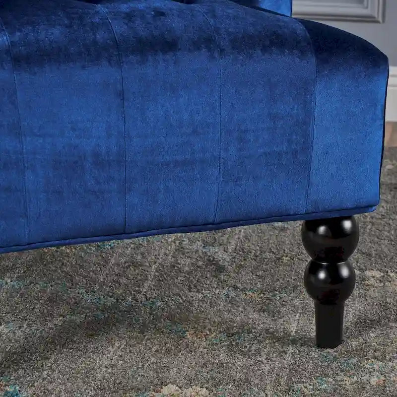 Upholstered Wingback Chair – Blue / Navy / Silver / Green, Button-Tufted Diamond Stitch, Birch Legs, Seats 1
