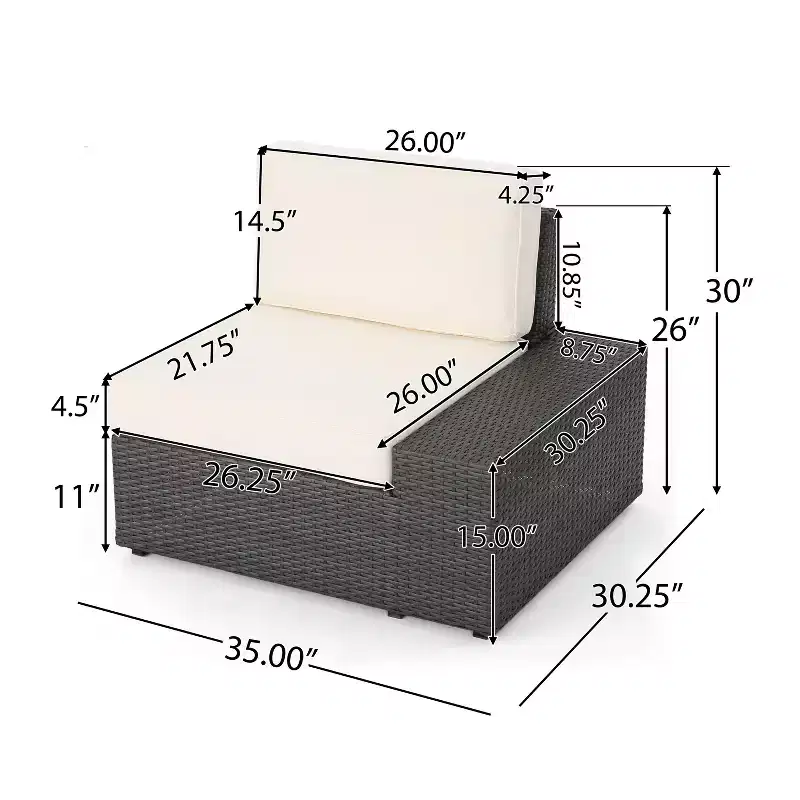 GDFStudio Felicity Outdoor Wicker 7 Seater Sectional Sofa Chat Set with Cushions