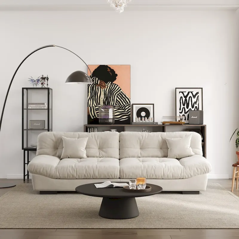 105 Suede Fabric Sectional Sofa Cloud Shape Couch for Living Room