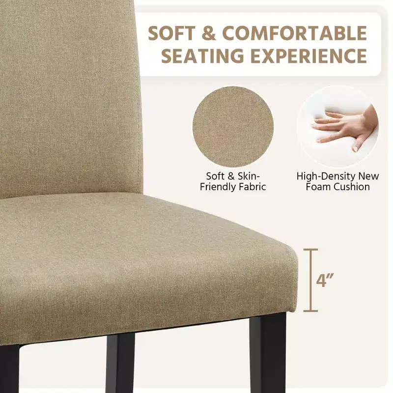 Yaheetech Set of 2 Armless Upholstered Dining Chairs with Solid Wood Legs