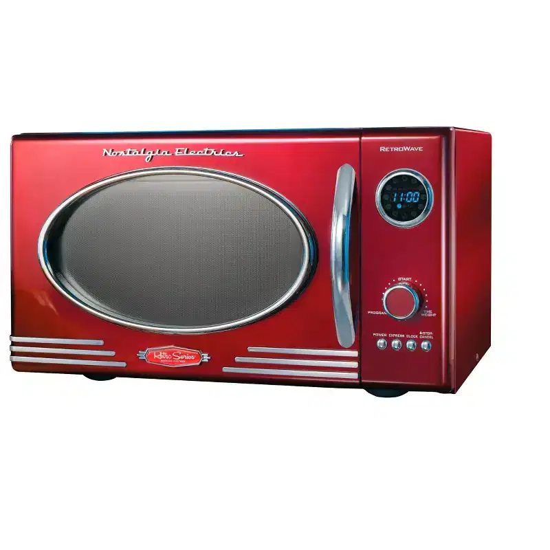 Nostalgia 0.9 Cu. Ft. 800-Watt Retro Countertop Microwave Oven, Red