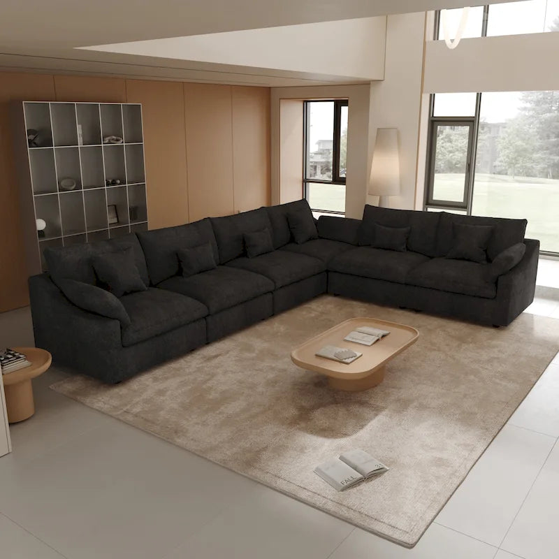 Large Linen Corner Sectional Sofa Couch for Living Room Set