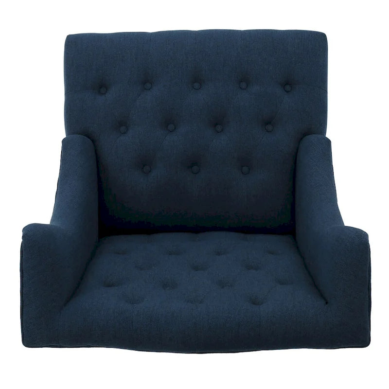 Upholstered Wingback Chair – Blue / Navy / Silver / Green, Button-Tufted Diamond Stitch, Birch Legs, Seats 1