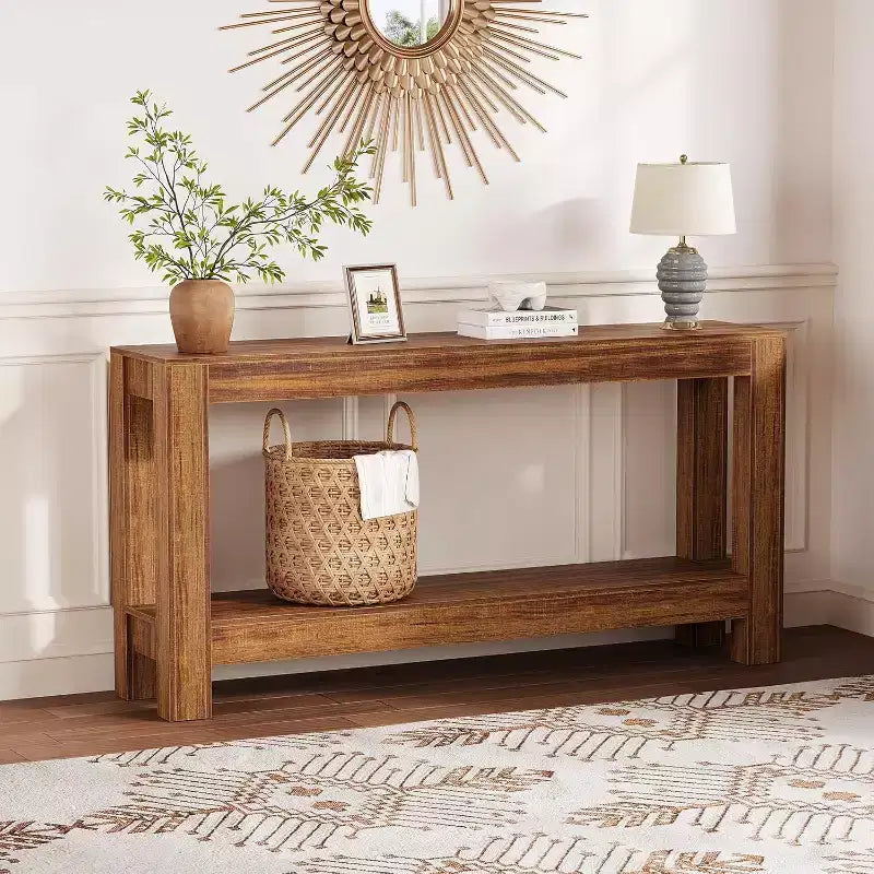 63 Entryway Console Table with 2 Drawers, Narrow Wooden Sofa Table for Living Room, Hallway, or Foyer, Accent Storage Table