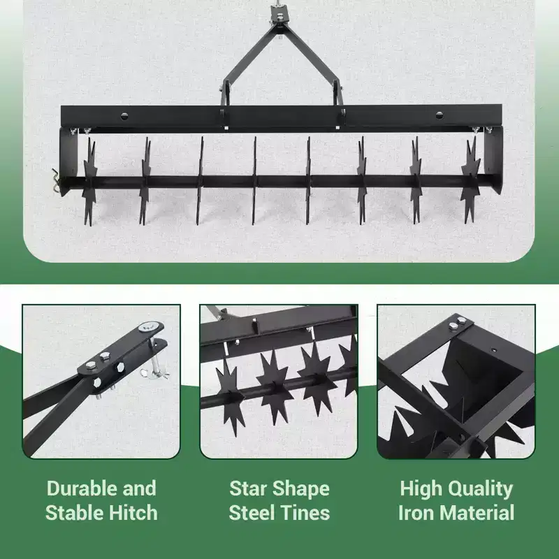 Heavy Duty Steel Tow-Behind Spike Aerator for Lawn & Garden  Global Tractor Hitch  Deep Soil Penetration  Removes Thatch  Ideal