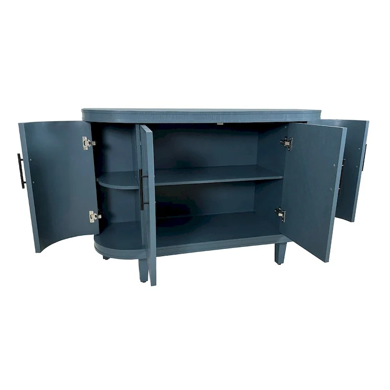 Modern Curved Sideboard Storage Cabinet with 4 Doors and Adjustable Shelves