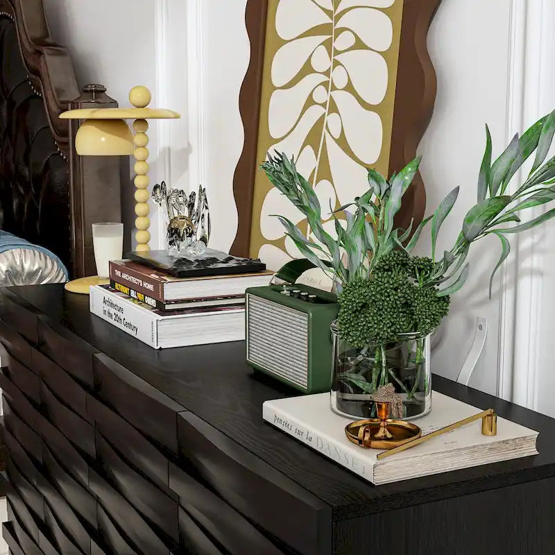 Sleek Black Buffet Cabinet Home Decor Console Table Side Table Wood