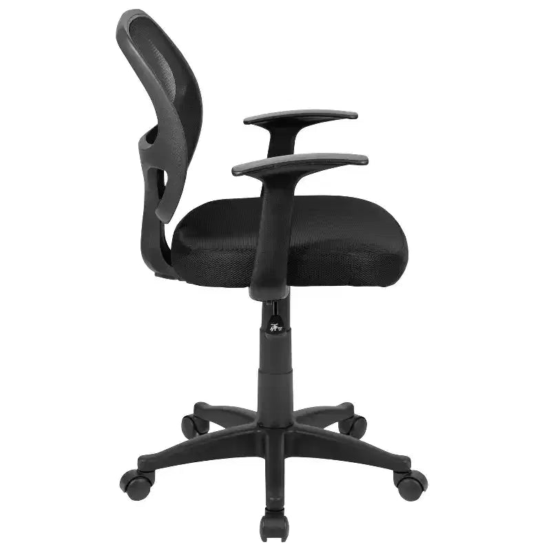 Mid-Back Black Mesh Swivel Task Office Chair with T-Arms