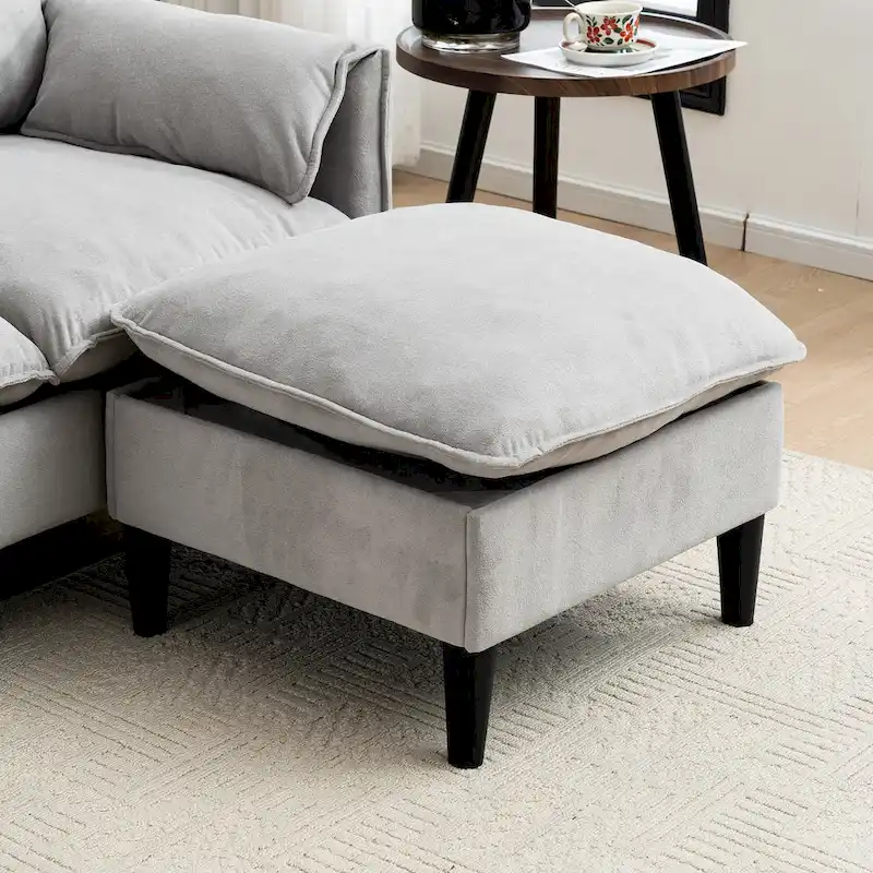 78.74 3-Seater L-Shaped Convertible Sectional Sofa with Footstools and Storage
