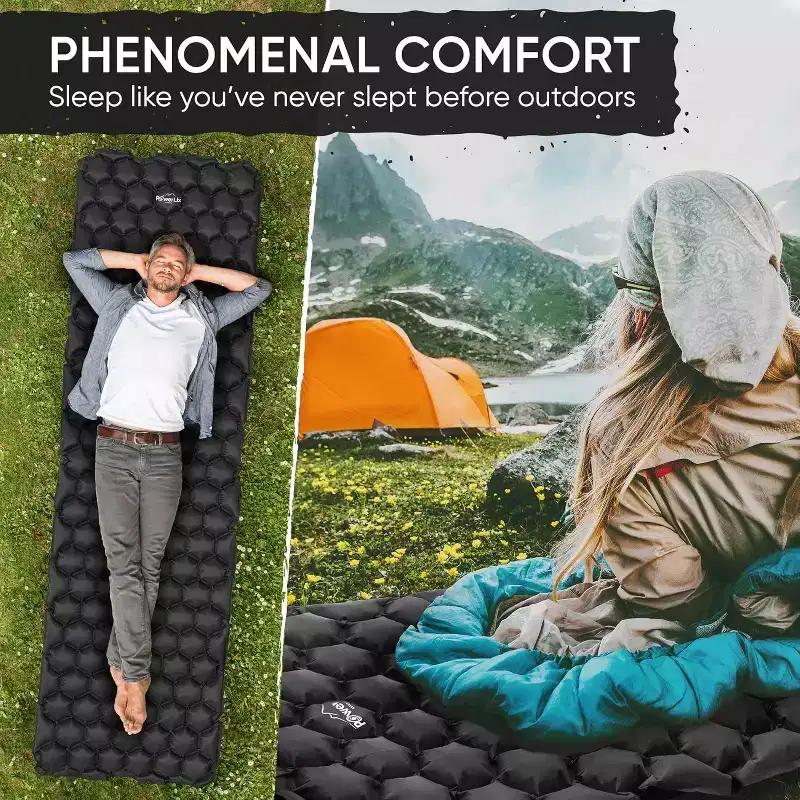 PowerLix Ultralight Sleeping Pad with Inflating Bag, Compact Hiking & Camping Mat
