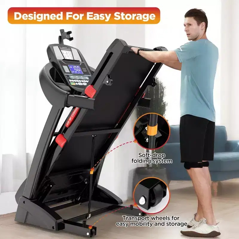 5.0HP Folding Treadmill for Home Office w/ 20Auto Incline, 300lbs Capacity Treadmill, 12MPH Fast Speed, 71 Programs, APP Enabled for Running Walking