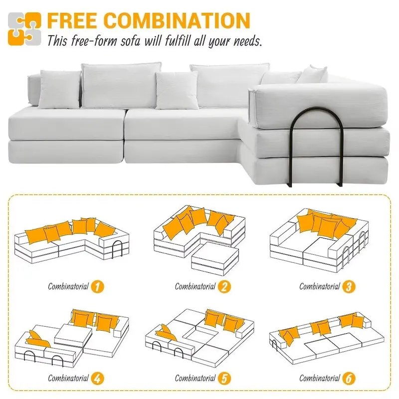 118.2 Oversized Upholstered Sectional Sofa, DIY Corduroy Sofa